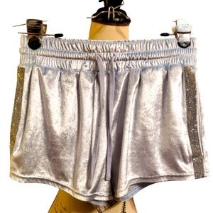 Derek Heart Baby Blue Velvet Athletic Shorts with Elastic Waistband